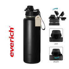 Everich Double Walled Vacuum Insulated Bottle with Storage - Black